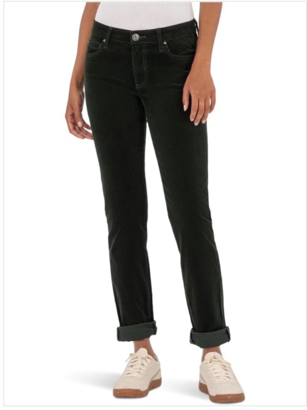 Kut from the Kloth Catherine Boyfriend Corduroys Size 4 in Dark Forrest Green